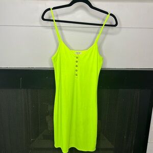 Highlighter green ribbed dress